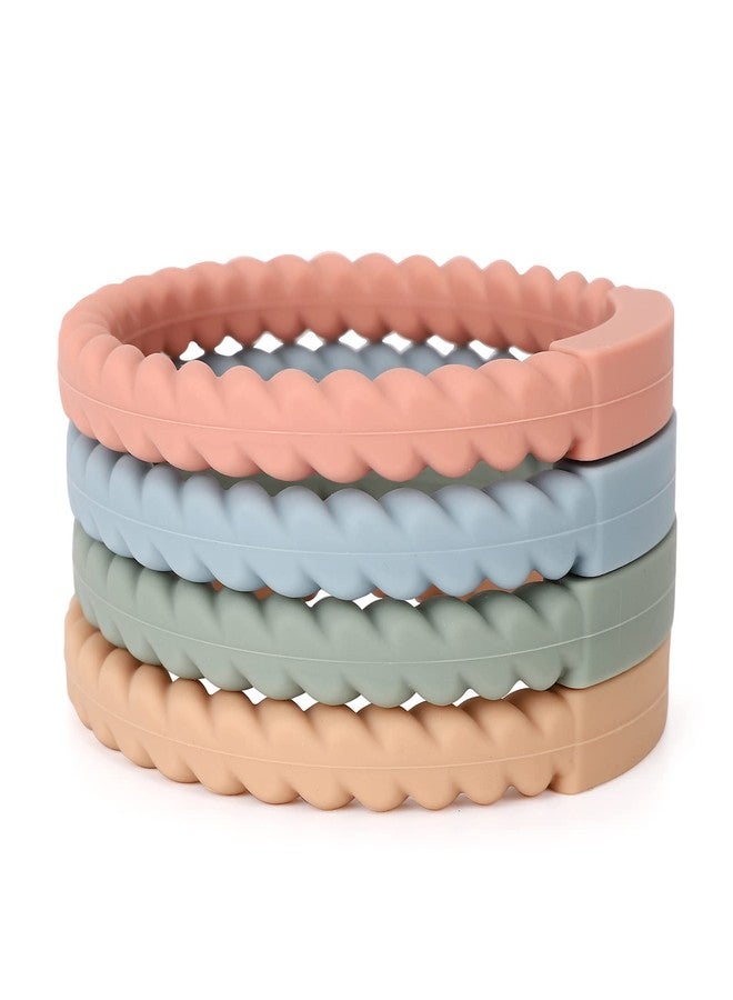 Socub Silicone Baby Teether Toy, 4 Pack BPA Free Soft Silicone Teether Bracelets for 3+Month Babies, Wearable as Bracelets, Baby Chew Toy (Sage/Ether/Muted/Apricot) - Image 1